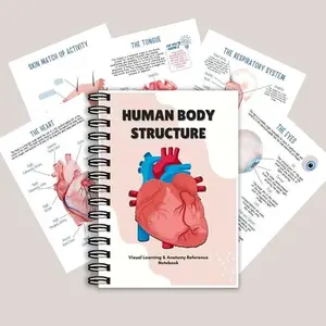 Human Anatomy Learning Coil Design Visual Reference Manual Book, Notebook, Educational Tool for Medical Students, Detailed Anatomical Illustrations