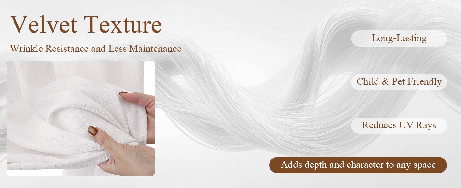 Pinch Pleated Linen Curtains 84 inches Long 2 Panels for Living Room Neutral Chenille Velvet Texture Curtain Pinch Pleat Hooks Rings Soft Luxury Drapes for Dining Bedroom Office Natural