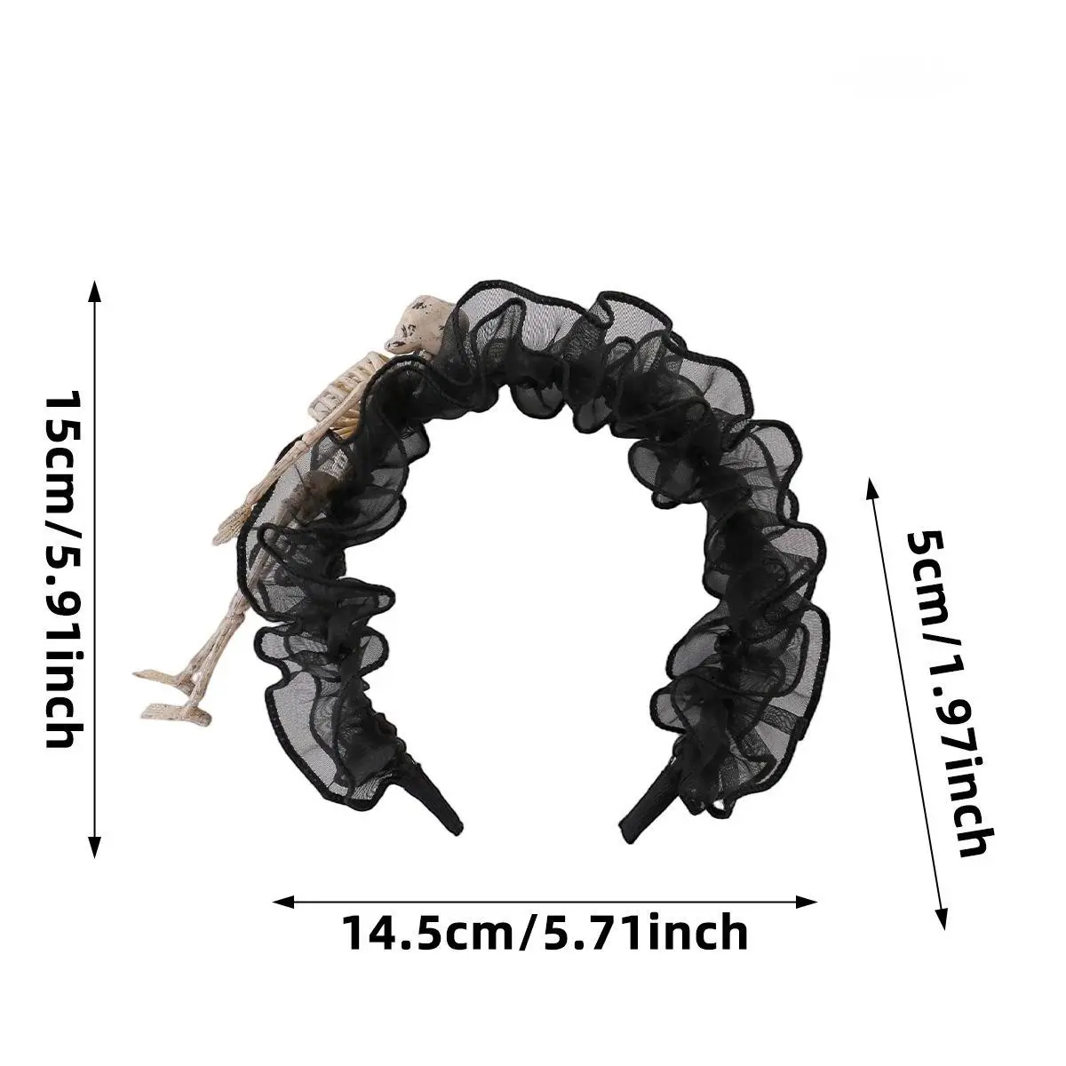 Dark Gothic Skull Net Headband, High Crown Face Slimming Hair Ring, Halloween Party Cosplay Accessory, Atmosphere Dressing Headwear