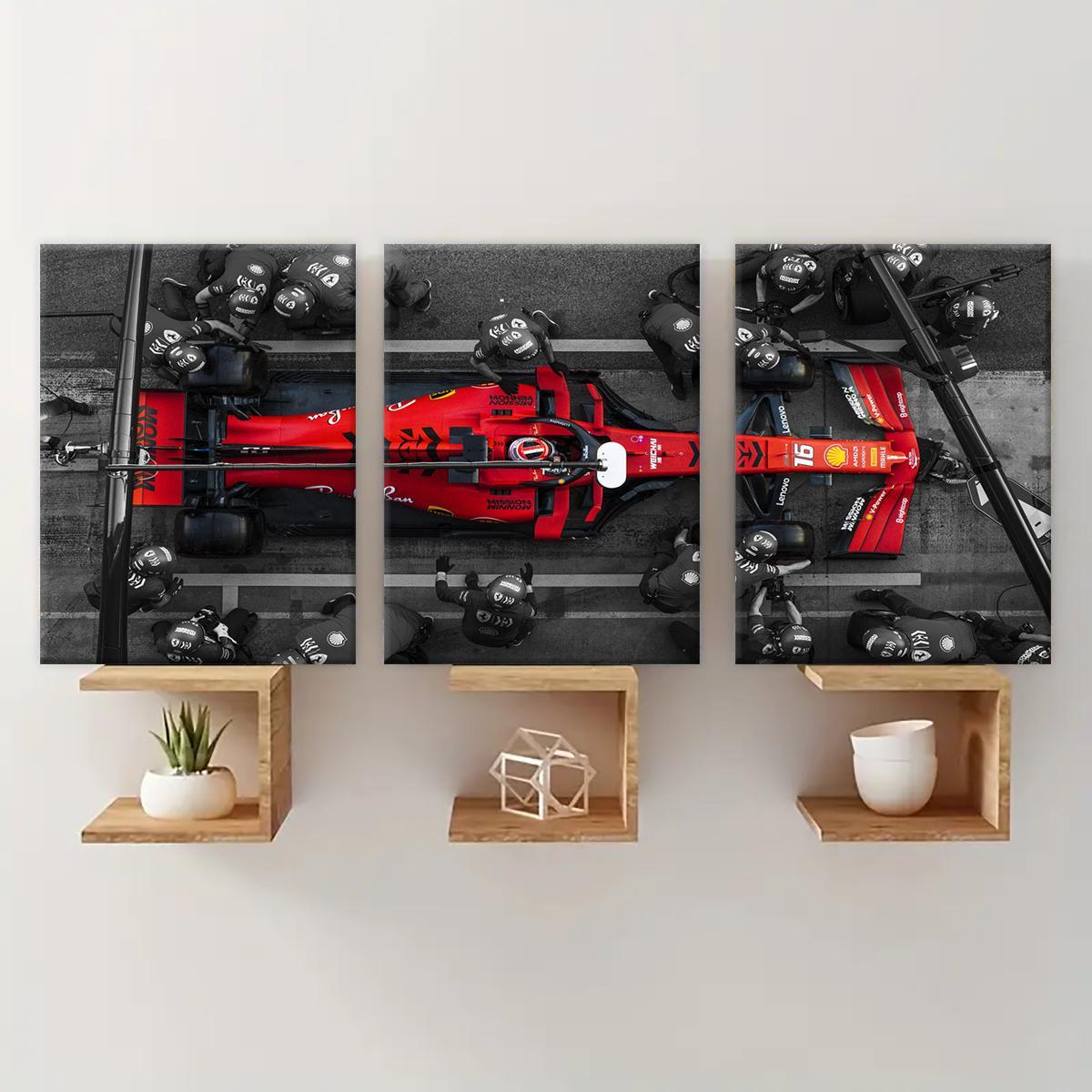 Formula Car Pattern Canvas Painting with Wooden Frame, 3 Counts/set Modern Art Wall Decor, Wall Art for Home Living Room Bedroom Office, Decoration Items, Print, Artistic, Unique Artwork