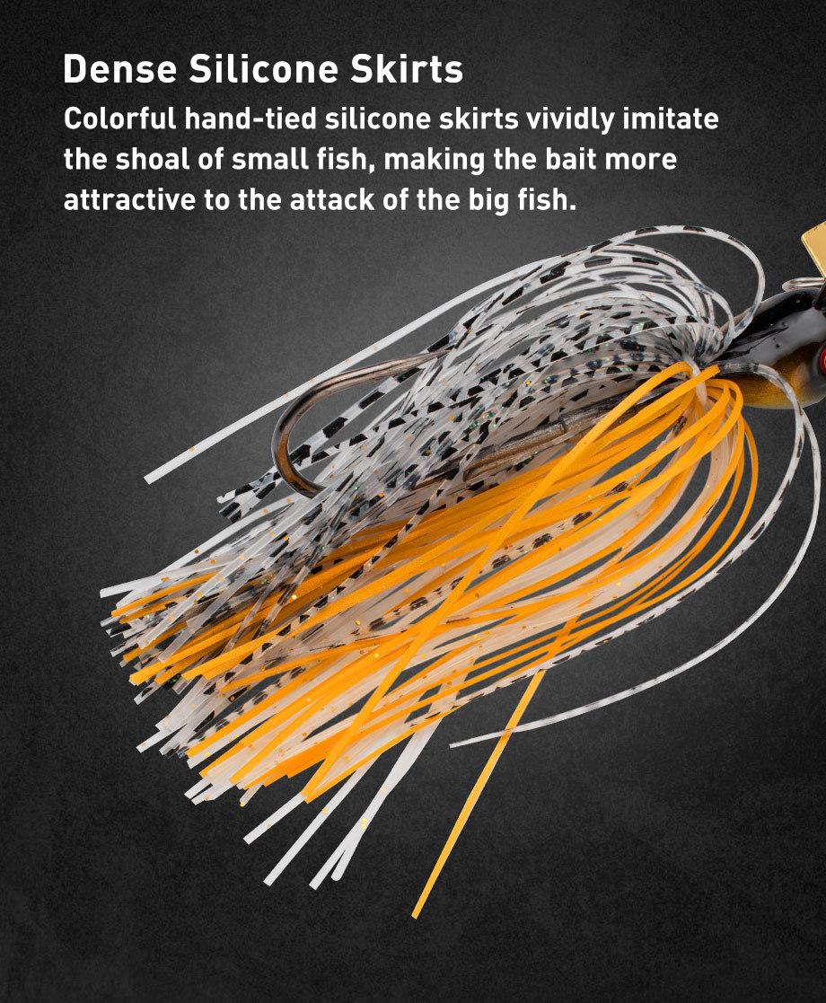 5pcs,Bladed Jig Fishing Lures Kit,Silicone Skirted Jig Head with Sharp Hooks,3D Eyes Bass Lures for Freshwater Saltwater,Durable Fishing Tackle