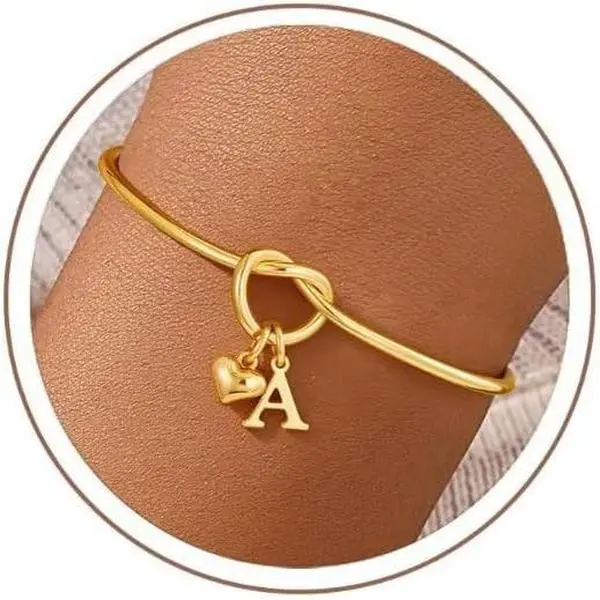 Knot Initial Bracelets for Woen Teen Girls - Letter A-Z Bracelets | 14K--Plated, Heart Letter Bracelet, Initial Bracelet for Girls, Teen Girl Gifts, Personalized Bridesaid Proposal Gifts