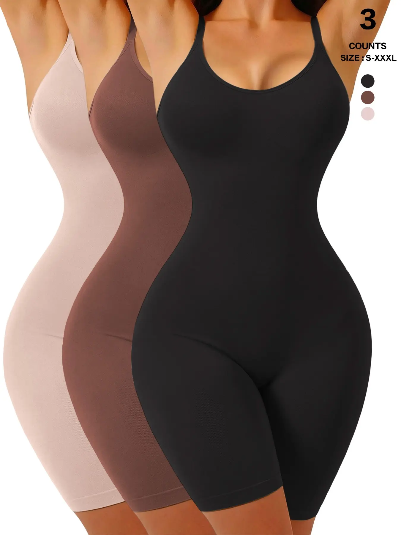 Women's Ribbed Seamless Bodysuit, Shaping Underwear, Tummy Control Butt Lifting Shapewear, Elastic One-Piece Top, Sporty Style, All Seasons, Fit