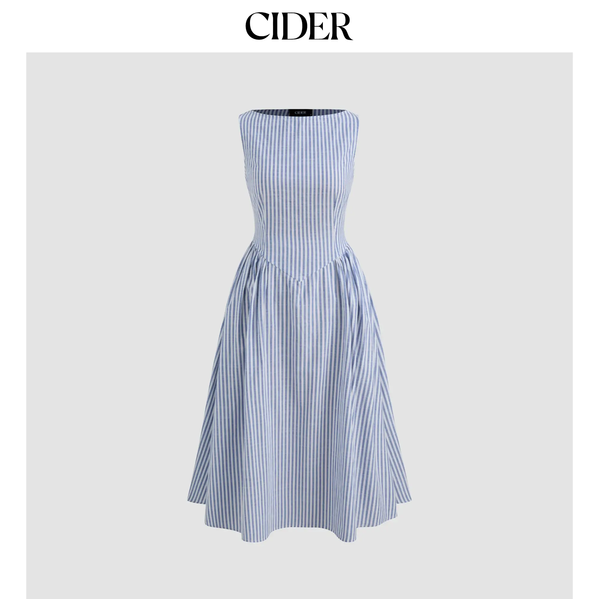 Cider [size 0-10] Cotton-blend Boat Neck Striped Ruffle Maxi Dress SohoChic