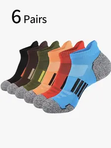 6 Pairs Teenager Short Socks, Spring Summer Sports Socks, Running Ankle Socks, Mesh Breathable Sweat-Wicking, Men's Quick-Dry Socks