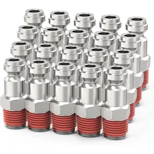 ChillWaves Automotive T-Style Air Plug, 1/4" NPT Male Pneumatic Plugs, Air Compressor Accessories Fittings(20-PACK)