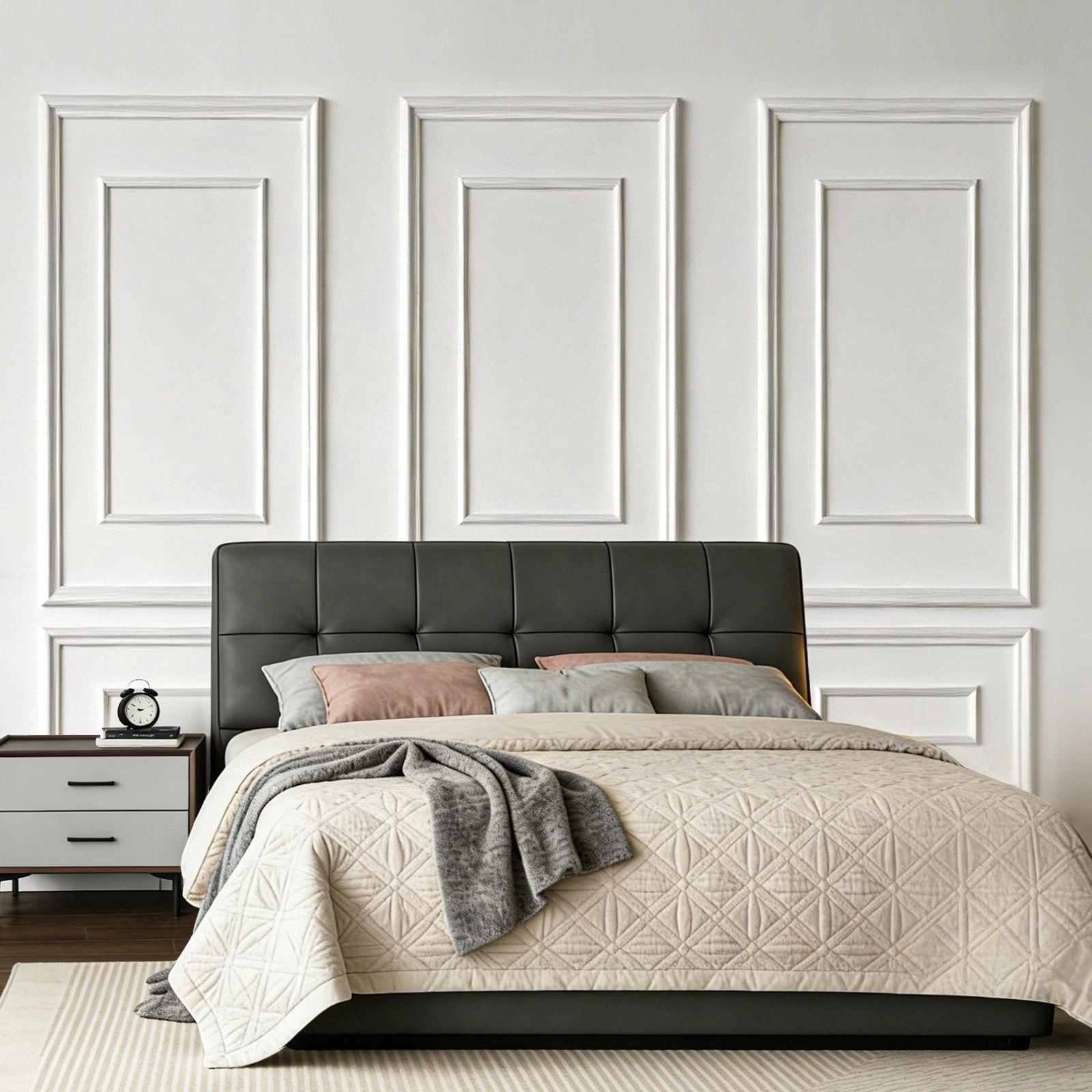 VEVOR Wall Molding 3 Pack, Wainscoting Panels Kit with Dual-Line Wide & Narrow Profile, Lightweight Paintable Polystyrene, Easy to Install Accent Wall Trim for Interior Living Room, Bedroom,White