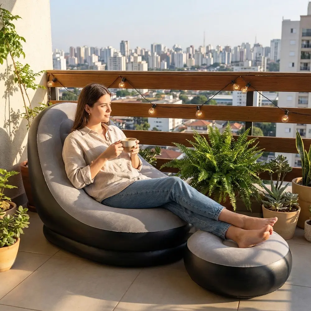 Inflatable Chair with Pump, Ideal for Indoor & Outdoor Use, Perfect for Living Room, Bedroom, Office, Camping, Picnics