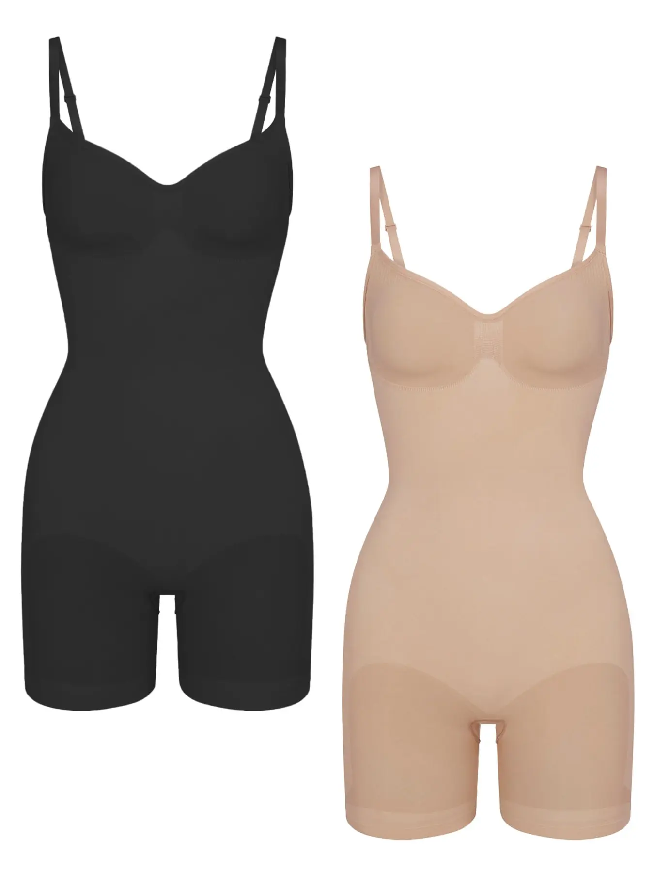 Women's Solid Adjustable Strap Scoop Neck Shapewear Jumpsuits , High Stretch Tummy Control Butt Lifting Shaper, Tummy Tuck Shaper, Women's Shapewear for All Seasons