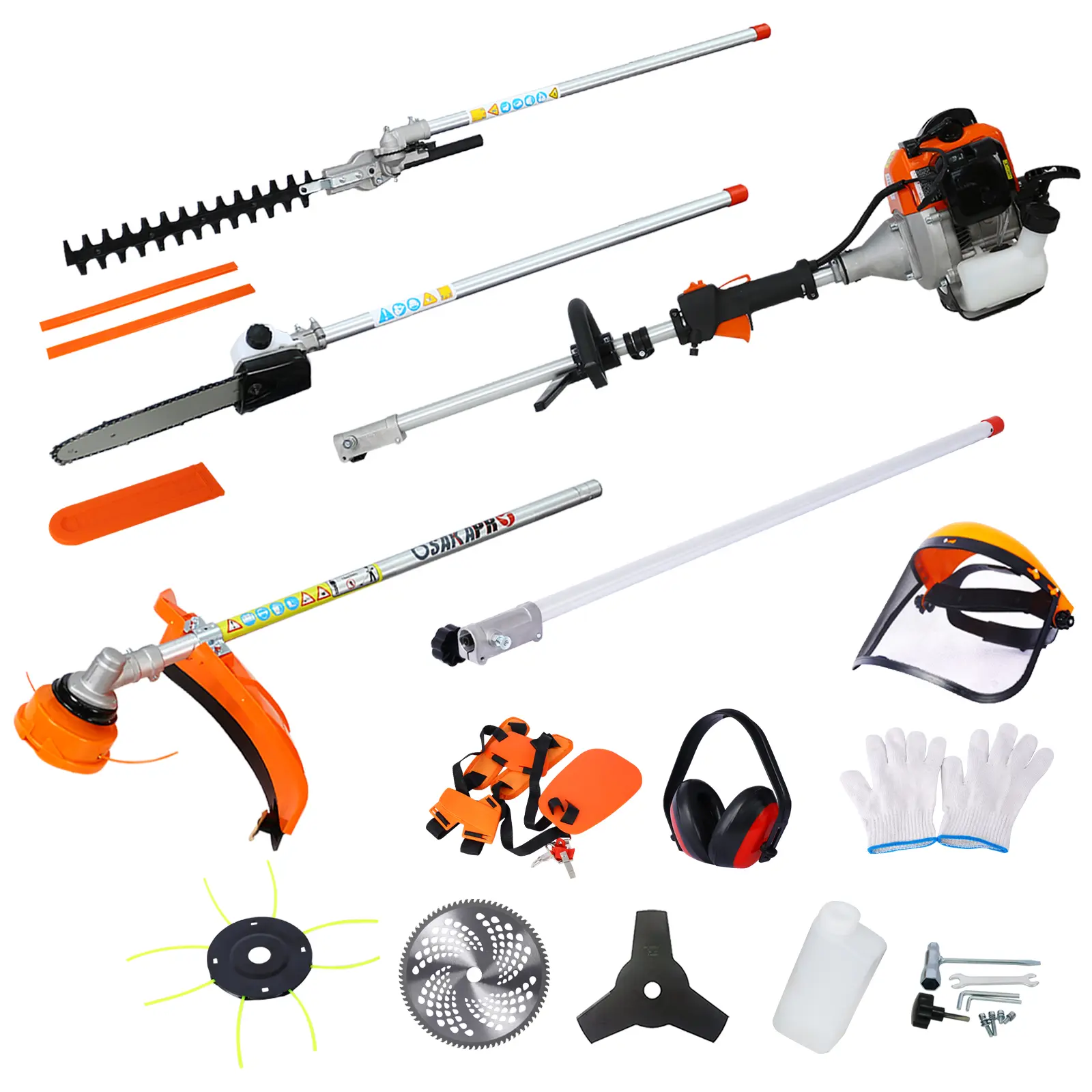 ARCH 10-in-1 Multi-Functional 2-Cycle Gas Engine Garden Multi-Tool Set - 33CC EPA Compliant, Pole Saw, Hedge Trimmer, Grass Trimmer, Brush Cutter Combo for Yard Landscaping Lawn Care Outdoor Power Equipment, 10-In-1 Functionality