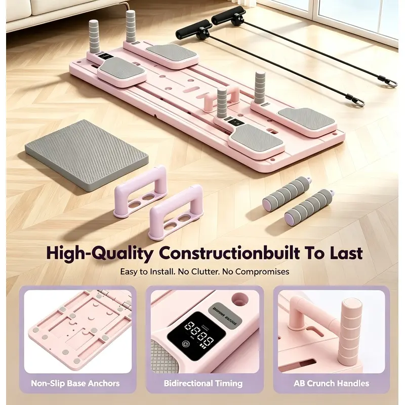 Multifunctional 5-in-1 Abdominal Fitness Board, Home Pilates Exercise Board with Counter, Abdominal Muscle Training Equipment for Abdominal and Core Strength Training, Foldable, Lightweight and Efficient, Home Gym Fitness Board