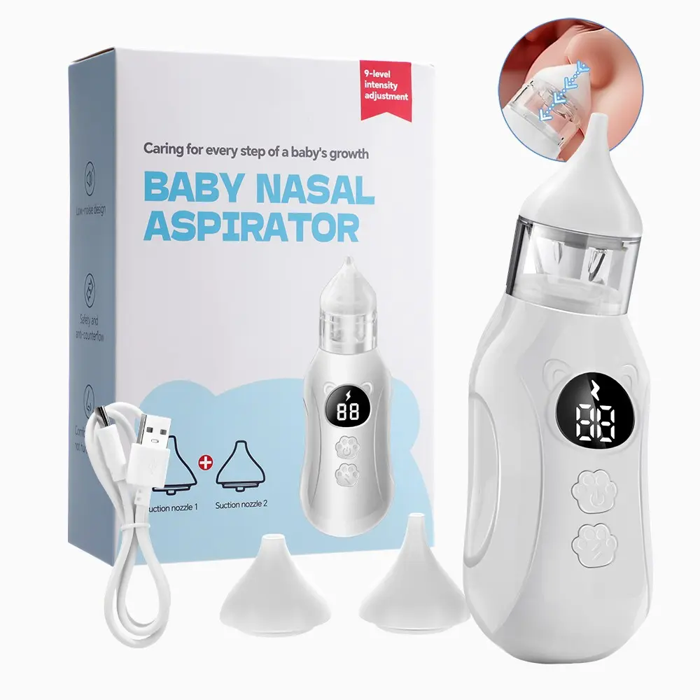 Electric Nasal Aspirator, 9-Setting Adjustable for Babies and Adults, Snot Booger Mucus Cleaning Device,  Nose Suction Cleaner Health Care Tool