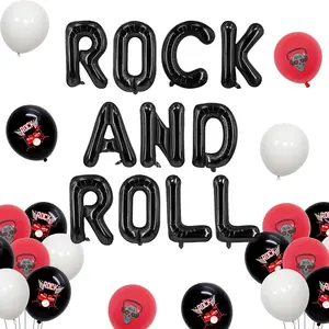 1Set Rock and Roll Bachelorette Party Decors Black Red Retro Hip Hop Bachelorette Party Supplies Rock and Roll Banner Punk Rock Diamond Ring and Guitar Balloon for Music Bachelorette Party