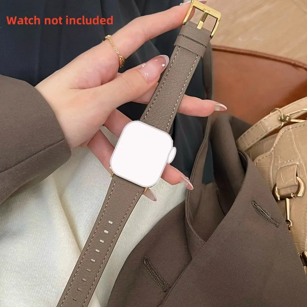Soft Leather Watch Band Compatible with Iwatch Ultra 1/2/3 Series, Fits 38mm-49mm, Safety Mechanism, Unisex Comfortable Casual Style, Smart Watch Straps, Smartwatch Accessories