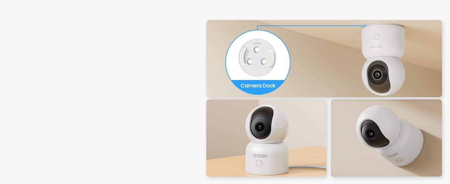 ZOSI 4K Indoor Security Camera C518 Pan/Tilt Pet/Dog/Nanny Plug-in Wifi Camera with Auto Tracking AI Detection 360° View Night Vision 2-Way Audio 5GHz/2.4GHz WiFi 64G Memory Card Included Button Installation