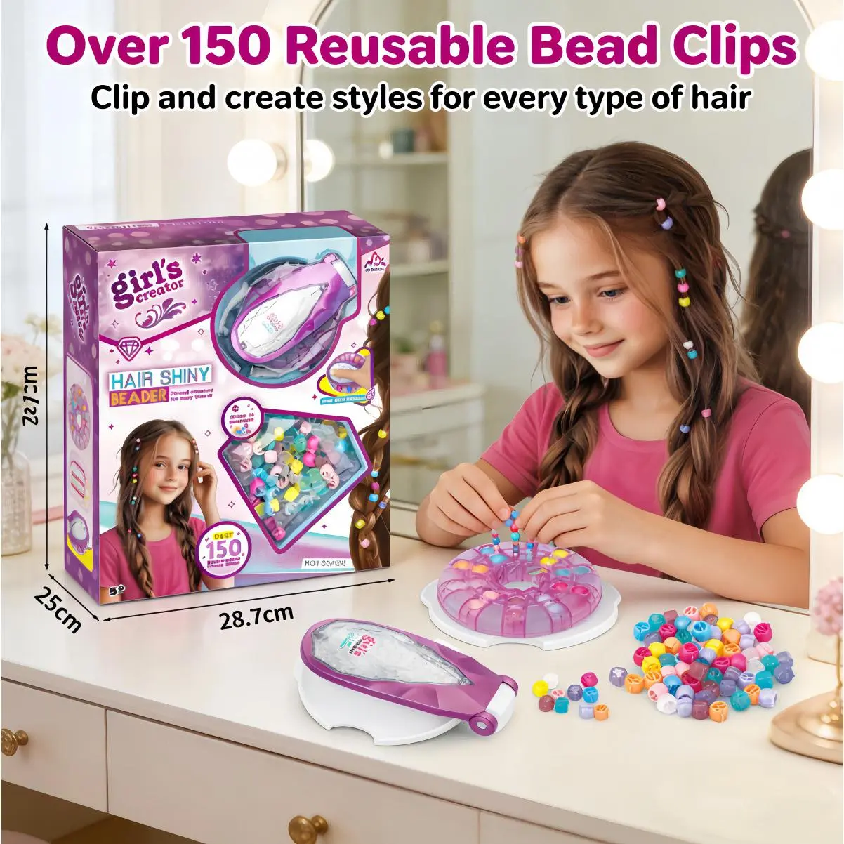 DIY Bead Machine Set, Household Activity Kit for Children, Girls’ Jewelry Beading Craft Toy