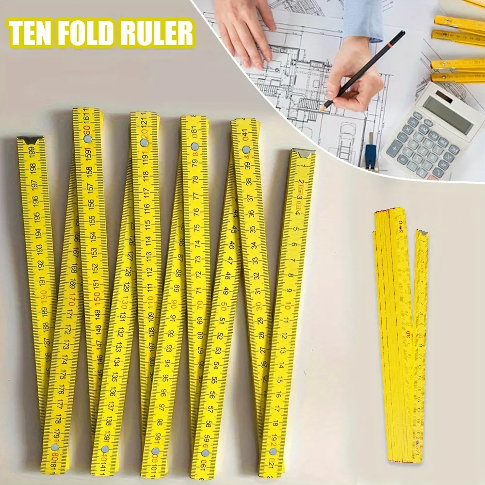 Architectural Drawing Ruler, Foldable Portable Wooden Ruler, Woodworking Measuring Tool