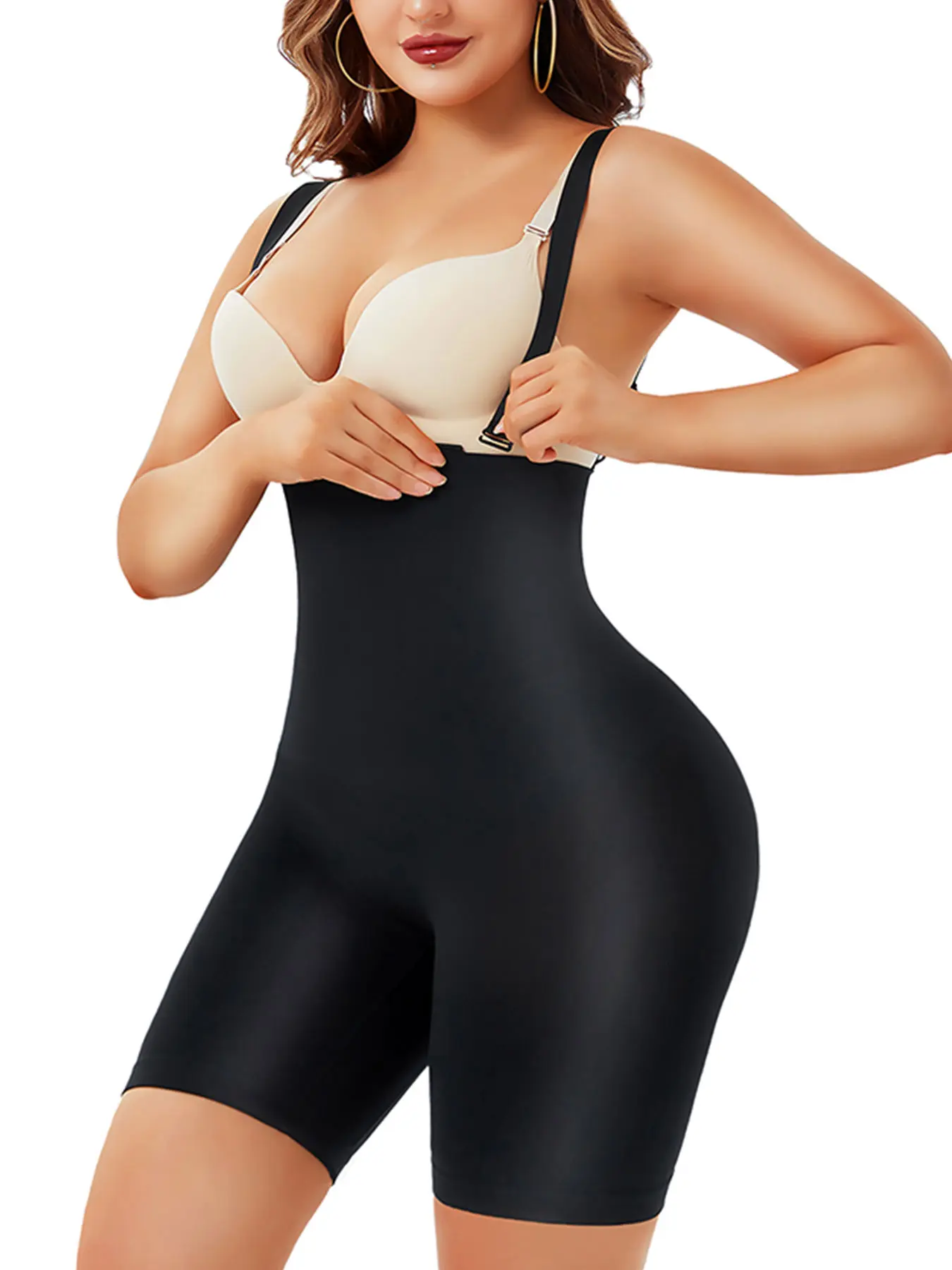 Seamless One-Piece Shapewear Panties High Waist Tummy Control Removable Straps Lightweight Smooth No-Trace Anti-Slip Bottom Opening