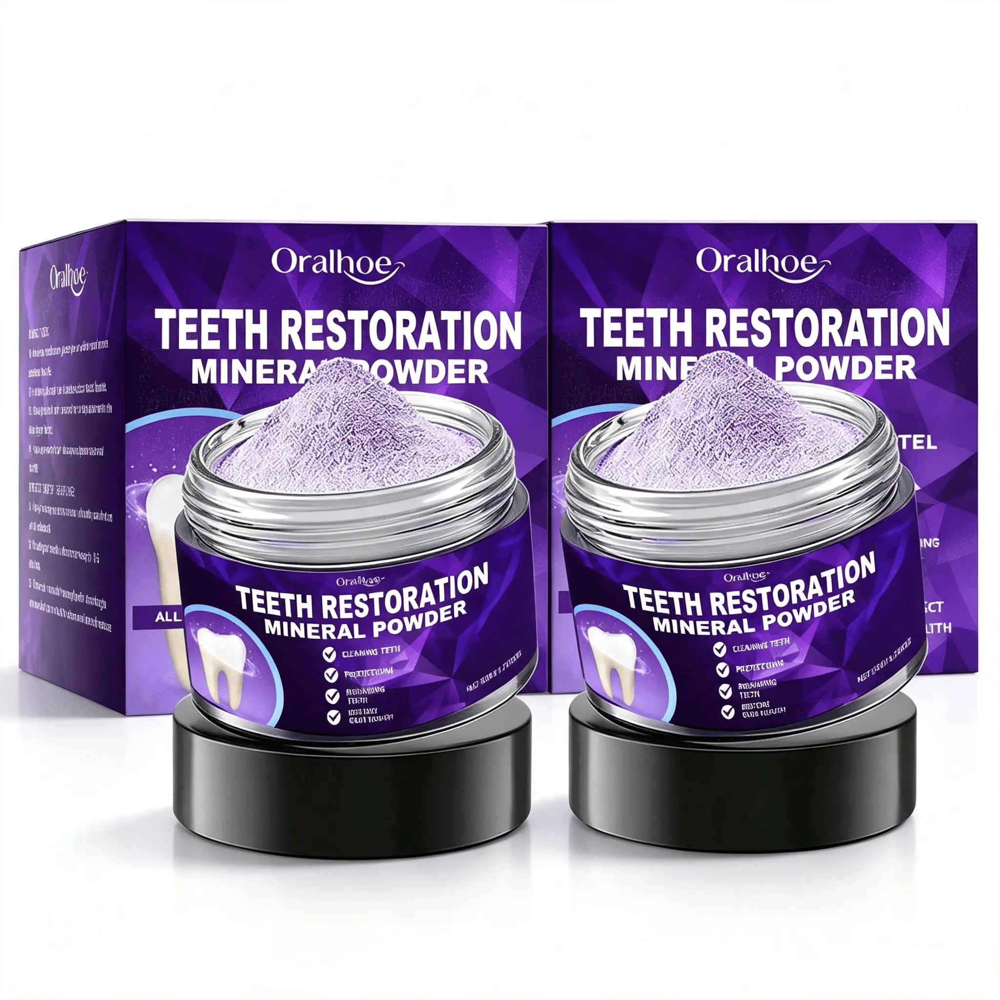 Purple Mineral Teeth Cleaning Powder | Color Corrector for Yellow Teeth, Fresh Mint Breath Freshener, Gentle Surface Stain Removal, Daily Oral Care, Travel Friendly Whitening Tooth Powder