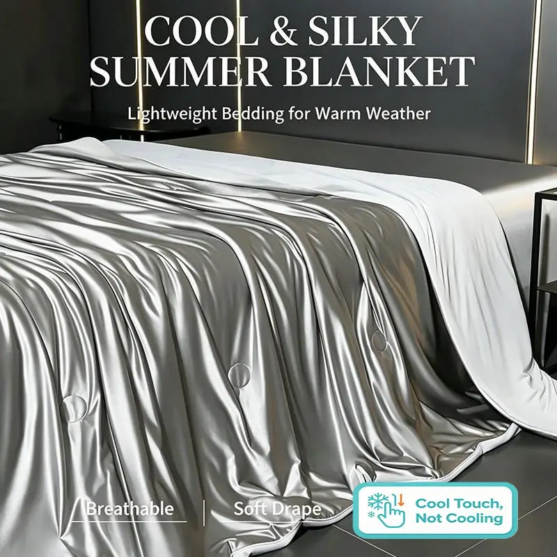 Premium Satin Cool Touch Duvet, Ultra Soft Breathable Summer Comforter, Ideal for Hot Sleepers, Adult Use, No Padding