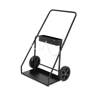 Heavy Duty Welding Cart, Carbon Steel Rolling Welder Cart, 220 Lbs Capacity with Handle, Swivel Wheels, Gas Tank Holder, Cylinder Slots & Safety Chains for TIG/MIG Welders,Black