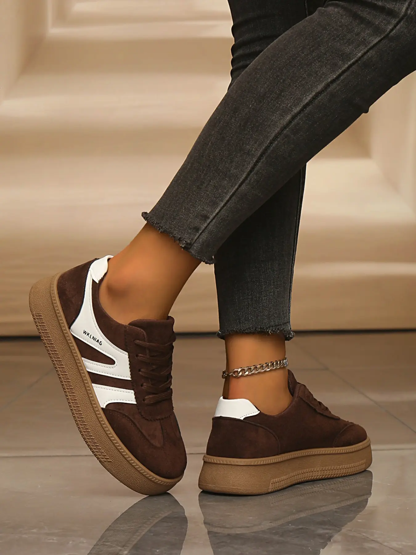 Multi colors available, vintage contrast color low top casual sneakers, delicate suede upper, breathable soft fabric lining, anti-slip thick gum flat sole, lightweight cushioning, versatile retro walking shoes for women daily commute & shopping