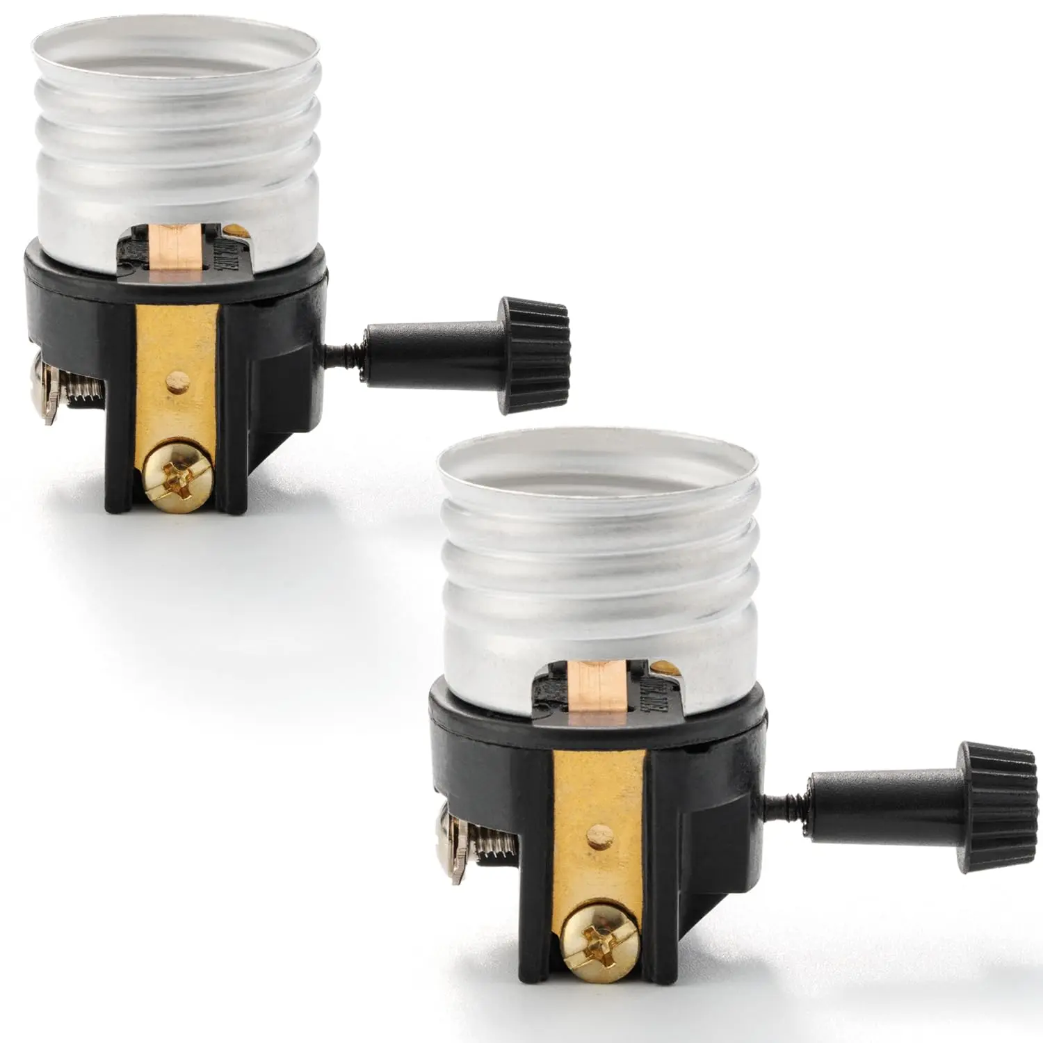 UL Listed 3 Way Lamp Socket , E26 Light Socket with 3 Way Lamp , Dimmable Turn Knob for Low-Medium-High Light Settings, Lamp Repair  for Table Lamp and Floor Lamp,(2 Pack)