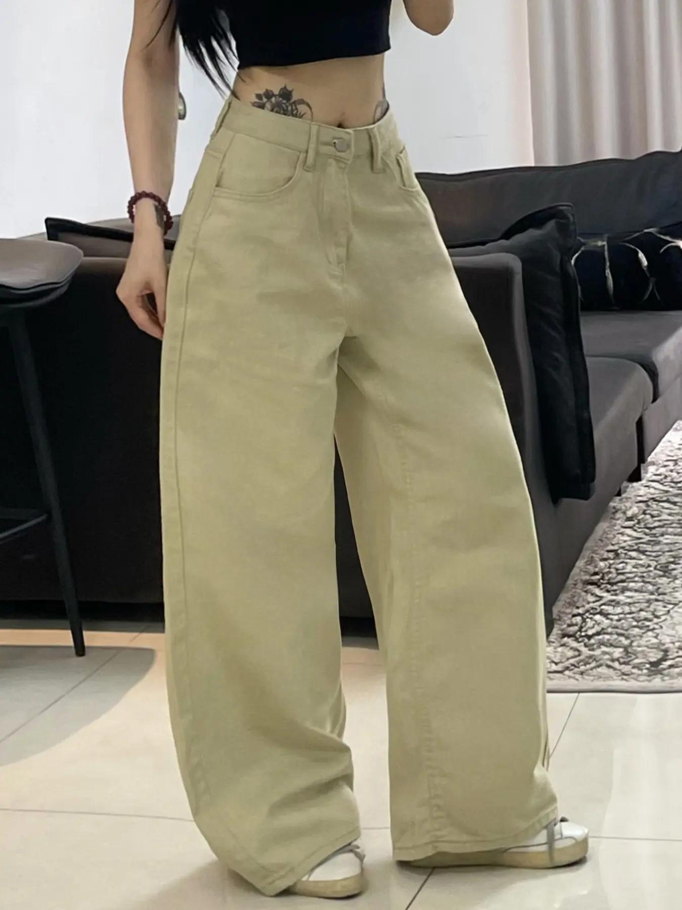 New Women's Solid Color Jeans, Fashion Jean Bottoms, Long Pants, Loose Fit Baggy Wide Leg, Comfortable Breathable Fabric, Perfect for Streetwear, Travel, Daily Wear