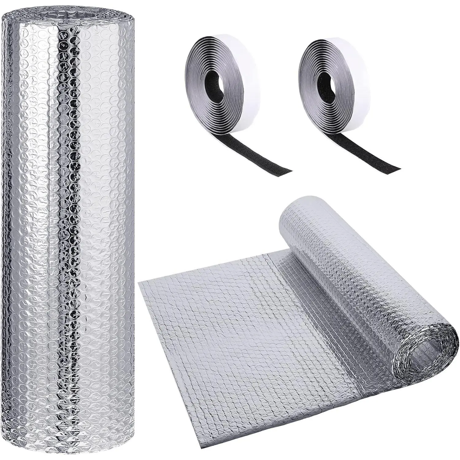 Rv Window Reflective Insulation Roll 24inch*10ft Double Aluminum Foil Heat Bubble Thermal Window Shade Door Cover Blackout for Garage Roof Travel Camper Skylight Shield