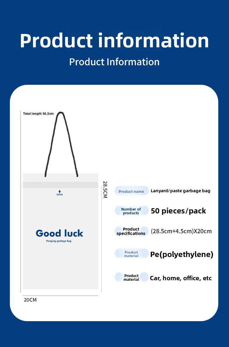 Hanging Car Trash Bags - Leak-proof, Recyclable, 50 pieces per pack