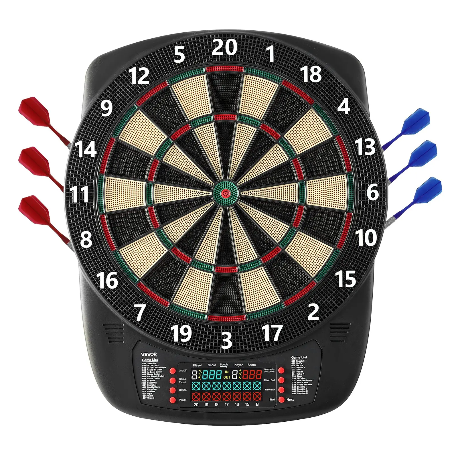 【DealsForYouDays】VEVOR Electronic Dart Board, 13.5" Target Dartboard with 43 Games 200+ Variations for Up to 8 Players, 6 Dart Shafts with Flights 50 Soft Tips, Color LCD Scoring Screen for Home Party Game Rooms