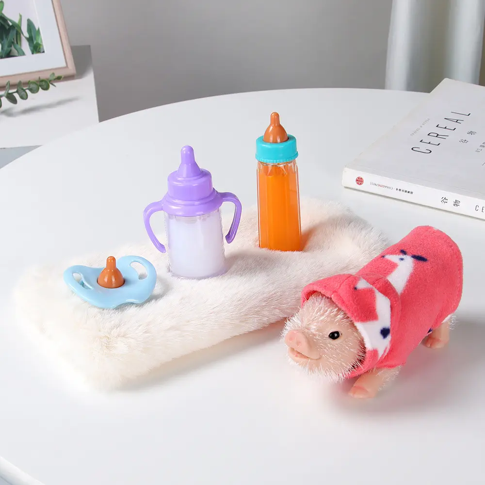 Silicone Pig Clothes Bottle Set, Handmade Animal Stress Relief Toy Model, Simulated Animals, No Ca Prop 65, No Ca Prop 65 Re