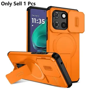 Dteck for Moto G Stylus 2025 (6.7") /Edge 2025 /Edge 2025/G Play 5G 2025/ G Power 2025 2024 Magnetic Phone Case with Kickstand, Slide Camera Cover, Compatible with MagSafe Wireless Charging Accessory, Shockproof Scratch Resistant Rugged Hard Cover