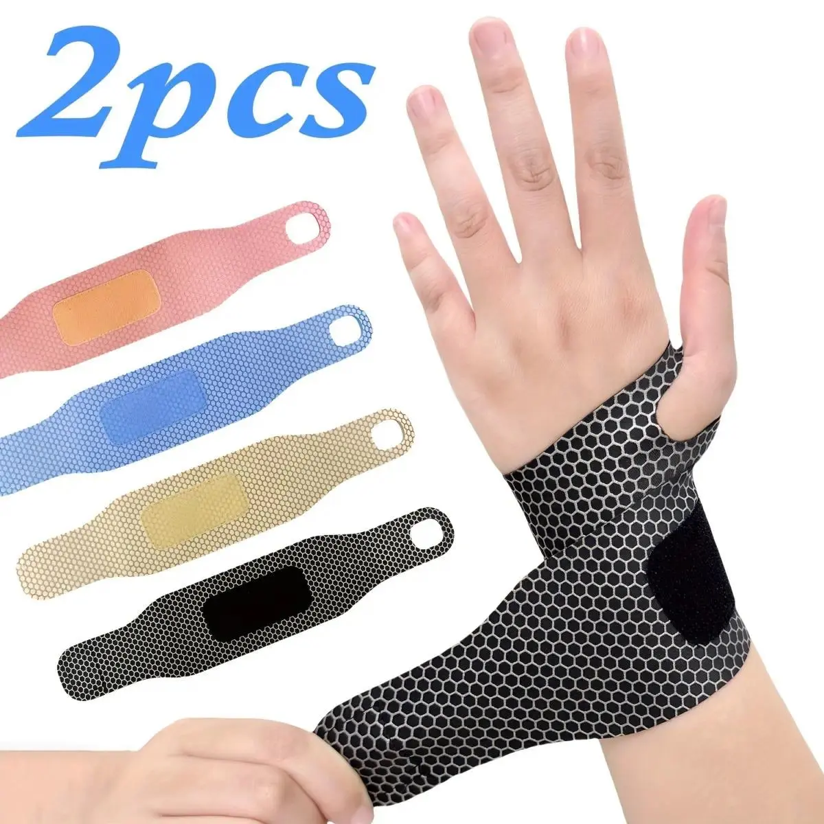 2Pcs Breathable Adjustable Elastic Wrist Brace Wraps For Men & Women, Compression Support Wrist Guards, Comfort Wrist Straps For Office Daily Use, Workout Basketball & Sports Wrist Care