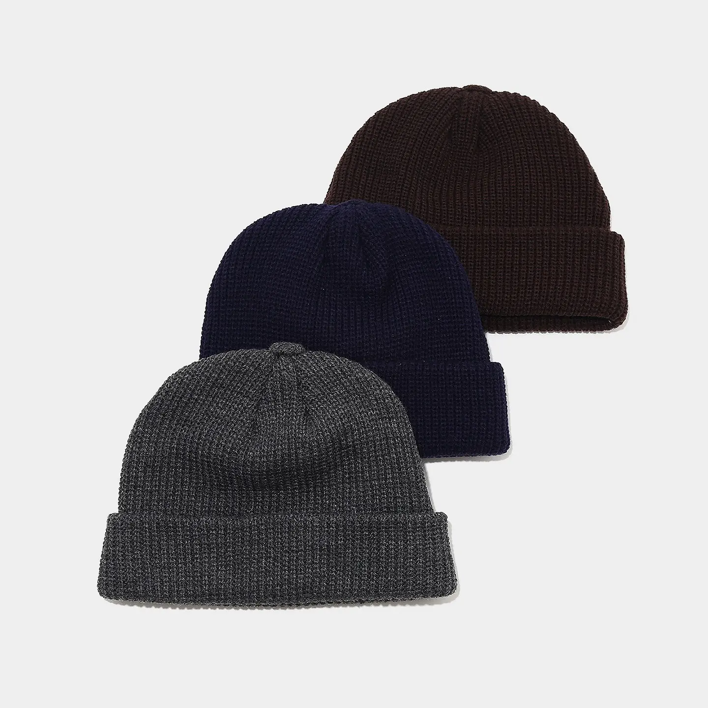 Unisex Plain Ribbed Knit Beanie Hat - Solid Color Rolled Edge Cuff Docker Skullie, All Seasons Streetwear, Sports & Outdoor Accessory