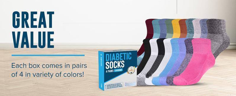 SUNDAY MIRTH Ankle Diabetic Socks for Women and Men - 4 Pairs|   Diabetic Ankle Socks for Women|   Neuropathy Socks