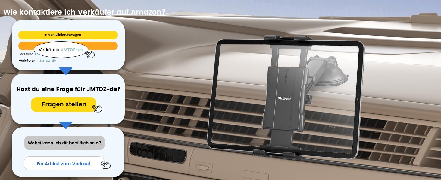 OHLPRO Tablet Holder Car, 360° Rotation Tablet Mounts, 18 cm, Extendable Arm + Washable Suction Cup, iPad Car Holder, Universal Windscreen & Dashboard for 5-13 Inch iPad, Sumsung, Smartphone