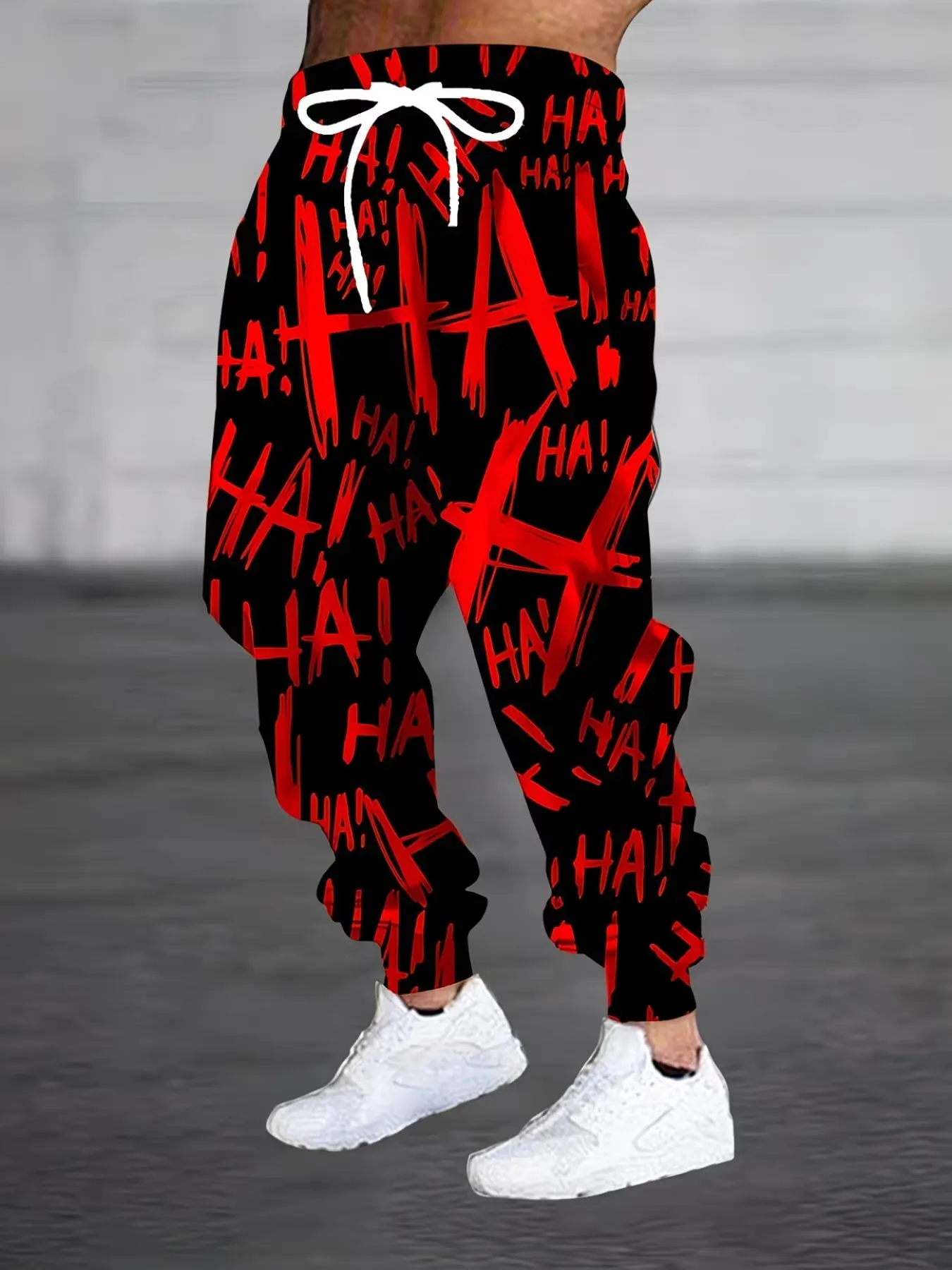 Men's Fashion 3D Haha Pattern Print Sweatpants, Drawstring Waist, Pockets, Casual Long Pants, Comfortable Home Sleepwear, Casual Loungewear, All Seasons