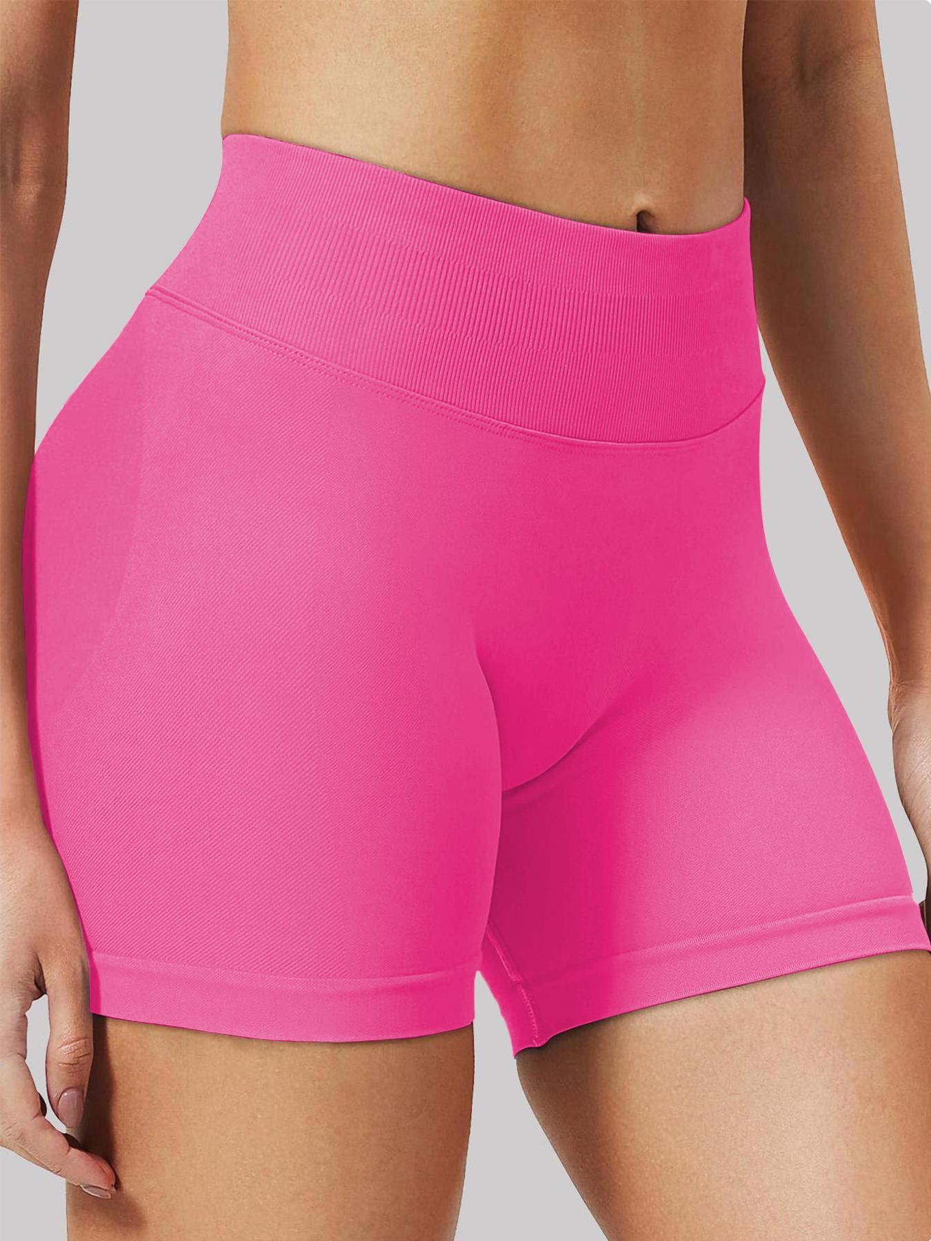 Women's Solid Color Seamless Gym Shorts, High Stretch Yoga Shorts, Workout Bottoms, Ladies Sportswear for Indoor Outdoor Wear