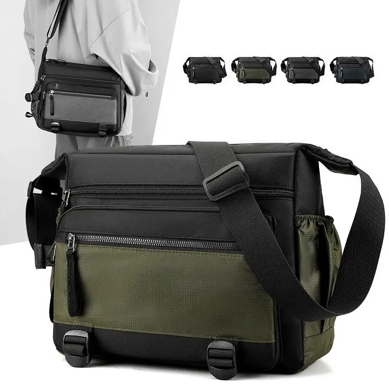 Men's Trendy Oxford Fabric Water-Resistant Crossbody Bag, Casual Commuter Shoulder Bag for Work Commute, Campus, Outdoor Trips, Casual Outings and Daily Use,Adjustable Shoulder Strap, Secure Zipper Closure, Lightweight Practical Everyday Carry Bag