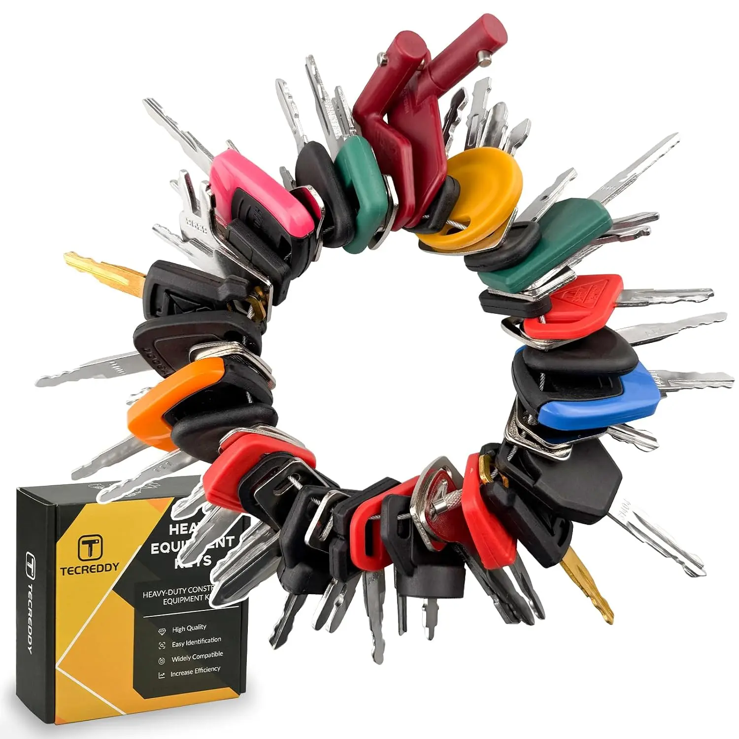 55 Equipment Keys Set, Construction Machine Ignition Key for Cat Komatsu Volvo Bobcat Kubota JCB Case New Holland Hyster Yanmar Takeuchi