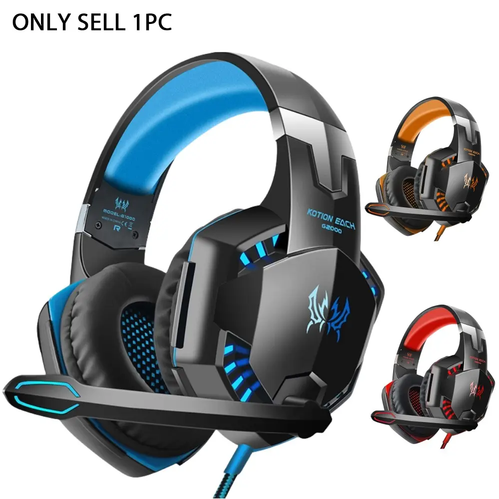 G2000 Wired Gaming Headset, FPS Headset, Stereo Deep Bass Headphones with Noise Cancelling Microphone, 3.5mm Jack Compatible with PS5 PS4 PC Game Consoles, Pc Accessories Gaming, 3 Colors Available