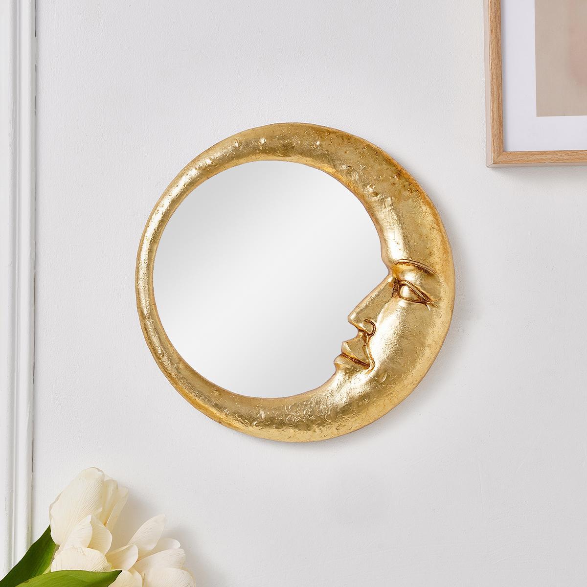 Creative Moon & Face Design Round Wall Mirror, Resin Wall-Mounted Mirror, Wall Decor for Home Living Room and Bedroom, Home Decor #TOP PICKS