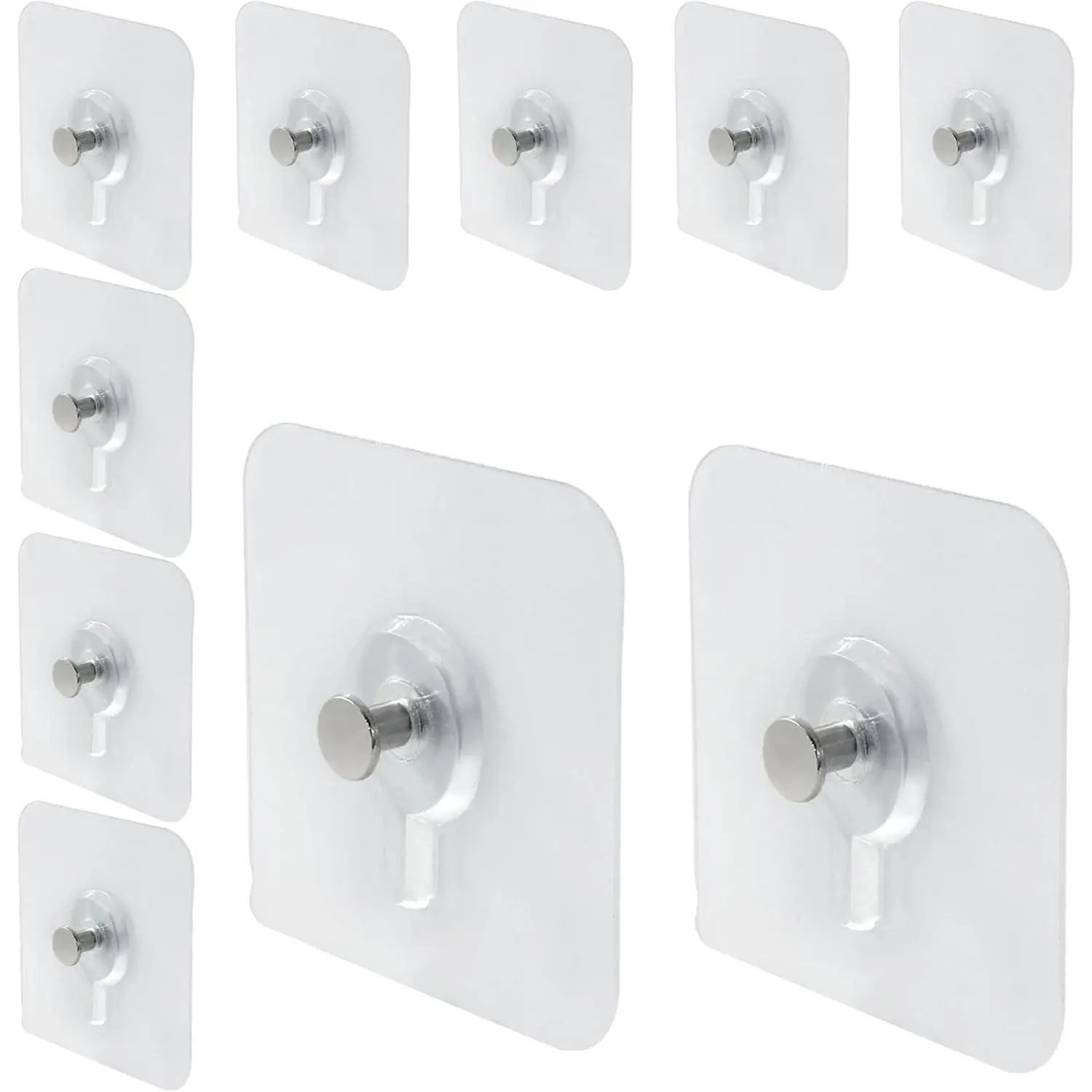 10 Pcs Wall Hangers Without Nails, 60 x 60 mm Picture Hangers Without Nails Adhesive Screws, Waterproof Nailless Wall Hooks  Bathroom, Kitchen, Home and Office to Hang Mirror, Photo, Key