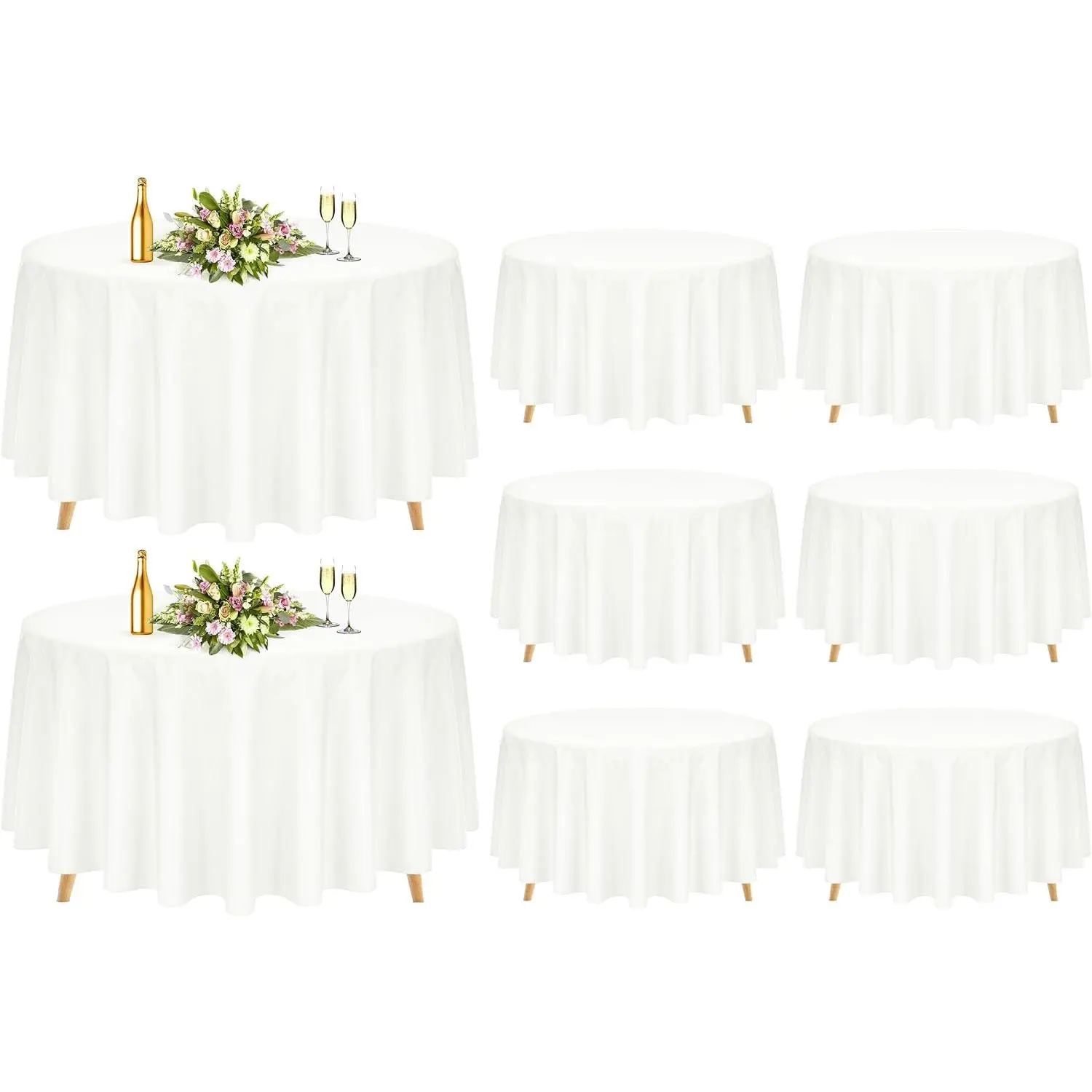 8 Pack 120 Inch Ivory Round Table Cloths, Round Tablecloth Wrinkle Resistant Washable Table Cover for Wedding,, Dining,Banquet,Buffet