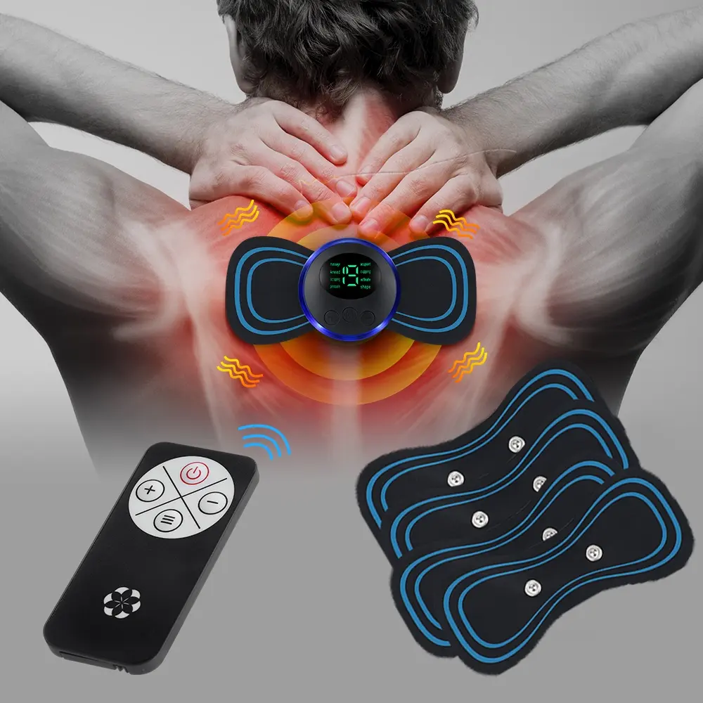Massage Patch with 5 Pads & Remote, 8 Modes 19 Levels Shoulder Neck Back Waist Leg Muscle Relaxation Pad, Gifts for Men Women, Muscle Stimulator, Stim Tool
