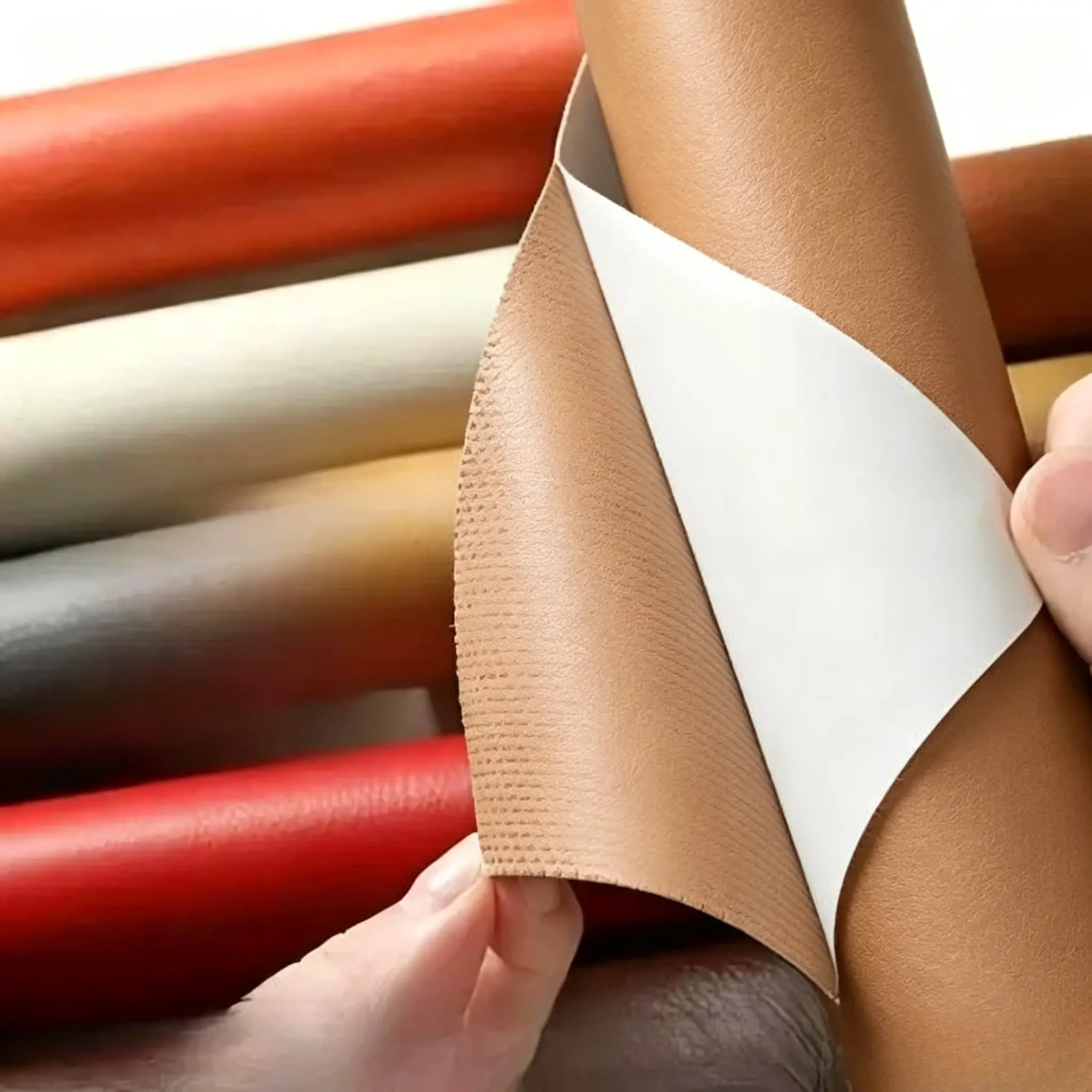 Self-Adhesive Litchi Grain Leather Repair Patches - 1 Plain Flexible Soft Sheet, 5 Neutral Colors, Custom Cut for Home Use DIY Repair of Leather Bags, Covers Up Blemishes, Tears & Holes