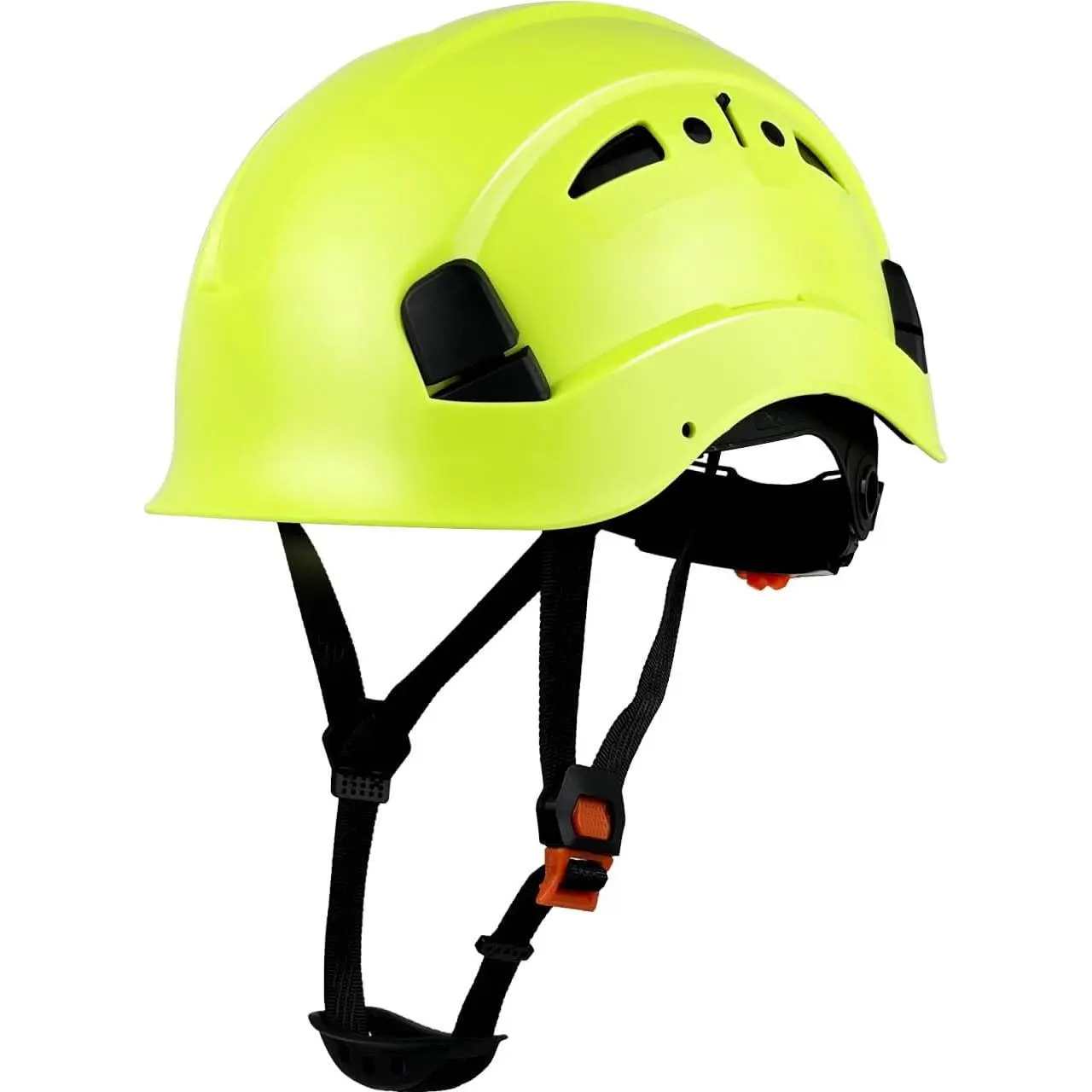 Sturdy ABS Vented Safety Helmet for Work, Universal Fit with 6-Point Suspension, Reflective Shell & Y-Strap Chin Band, Adjustable 53-63cm, Visor Hat, Secure, Ventilated, Impact-Resistant, Heat Protection, Dual Visor, Hard Hat, Reflector Strips, Outdoor We