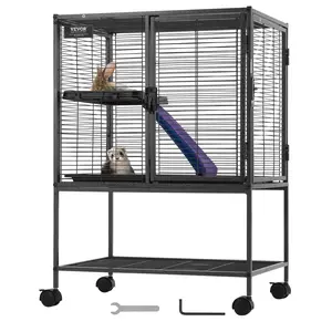VEVOR 34" Rolling Metal Ferret Cage, Large 2-Tier  Cage, Small Animal Cage with Ramps & Tray, Easy to Set up for Pet Rats, Hamster, Guinea Pig, Chinchilla, Squirrel, Hedgehogs, Bunny