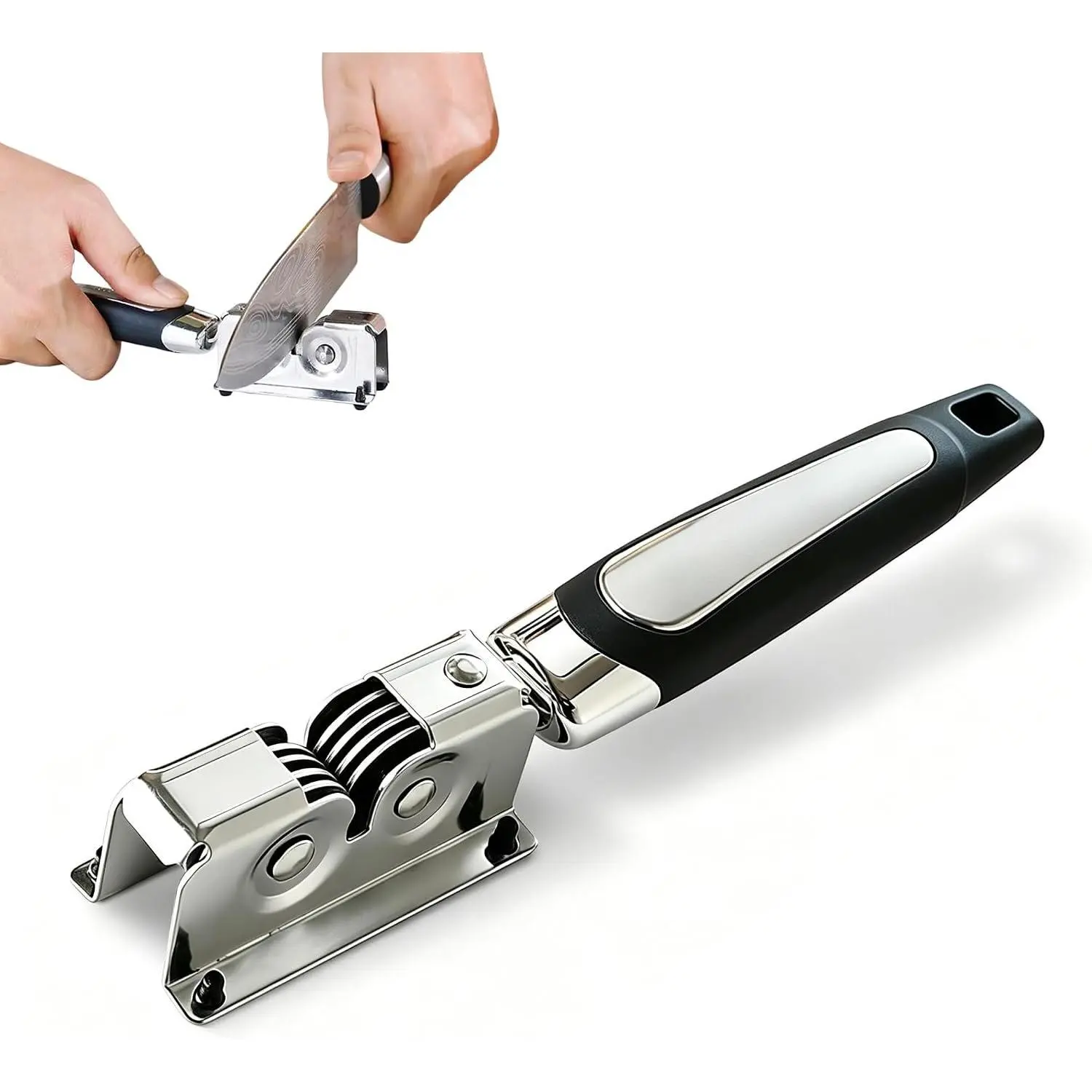 Manual  Sharpener with Rotating Steel Wheels for Kitchen  | Easy manual sharpening for kitchen and household , designed for quick everyday  maintenance at